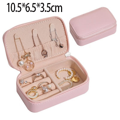 New 3-layers PU Jewelry Box Organizer Large Ring Necklace Display Makeup Holder Cases Leather Jewelry Case With Lock For Women - 200001479 United States / Pink-E Find Epic Store