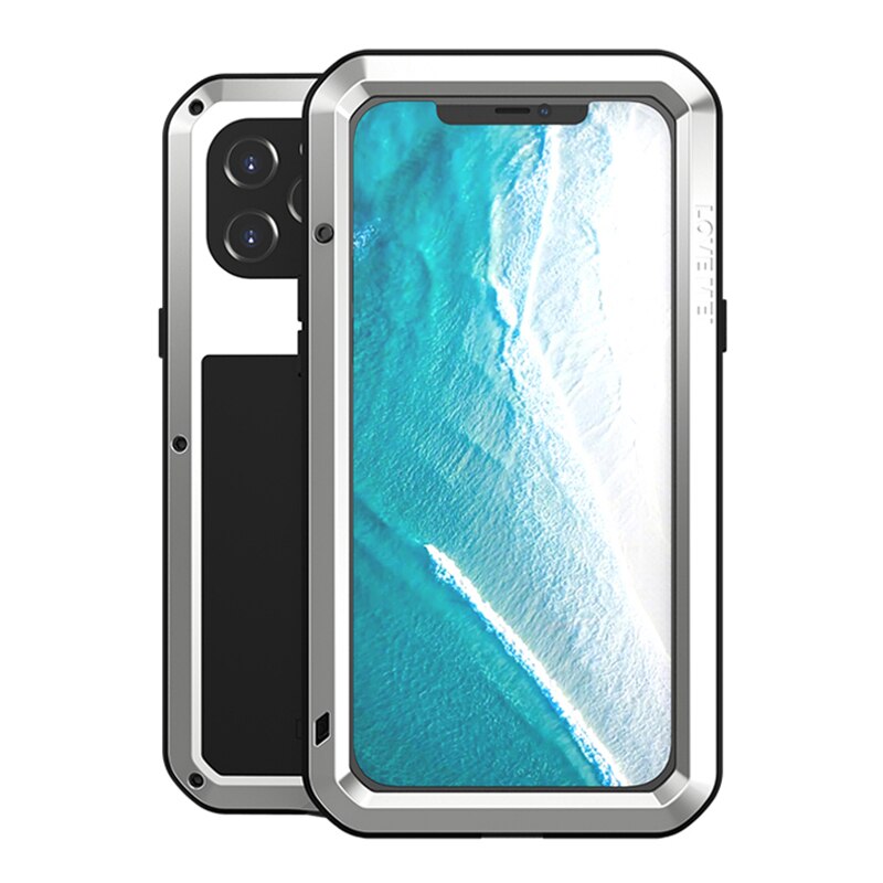 LOVE MEI Compatible for iPhone 12 Pro Max Case, Aluminum Metal Gorilla Glass Shockproof Military Heavy Duty Sturdy Cover - 380230 for iPhone 12 ProMax / Silver / United States|NO Retail packaging Find Epic Store