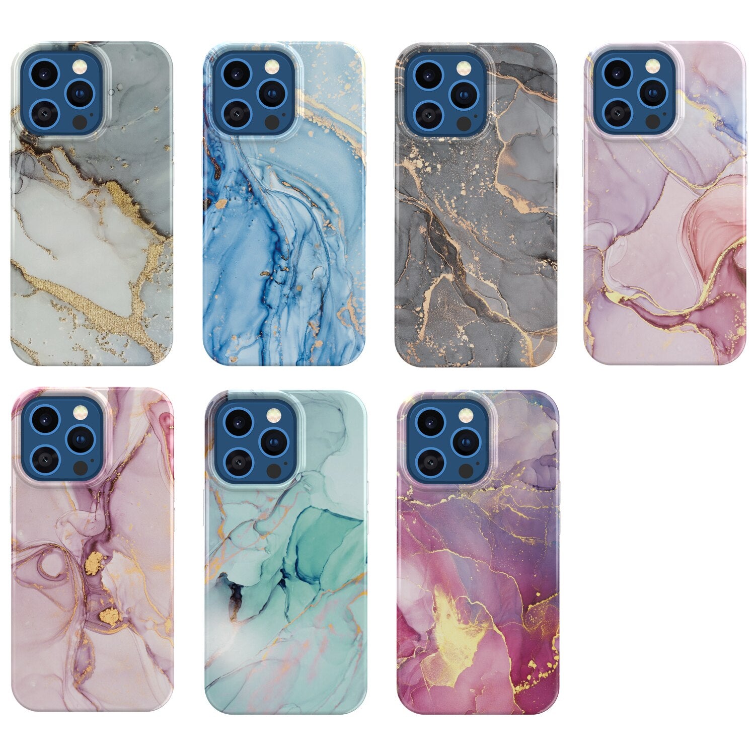 Case For iPhone 13 Pro Max Case 6.7 Inch 2021, Marble Ultra Slim Thin Glossy Shockproof TPU Rubber Stylish Flexible Protective Cover - 0 Find Epic Store