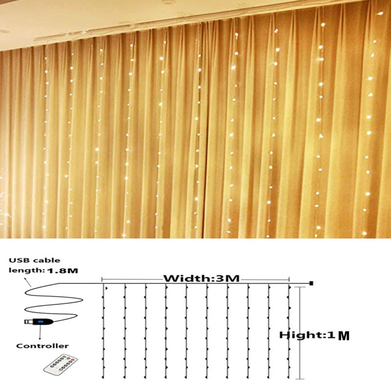 Christmas Decorations for Home 3m Curtain String Light Flash Fairy Garland Home Decor Navidad 2021 Xmas Decoration New Year 2022 - 0 Find Epic Store