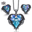 Crystals Heart Jewelry Set for Women Wedding Party Accessories Angel Wings Necklace Earrings Set Wift Gift - 100007324 Purple Black / United States / 40cm Find Epic Store