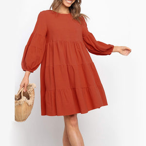 Cotton linen Slid Color Dress - Find Epic Store