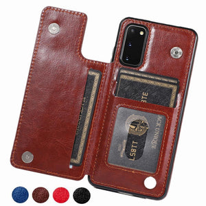 Brown Color Case - Flip Leather Case for Samsung Galaxy S21/S21 Plus/S21 Ultra/S20FE/S20/S20 Plus/S20 Ultra/A52/A72/A12/A42/A51/A71/Note 10/Note 10 Plus - Multi Card Slots - 380230 Find Epic Store