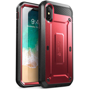iPhone 5/5s/SE/SE 2020/6/6s/6 Plus/7/7 Plus/8/8 Plus/X/XS - Full-Body Rugged Case with Built-in Screen Protector - 380230 For 5 5S SE / MetallicRed Find Epic Store