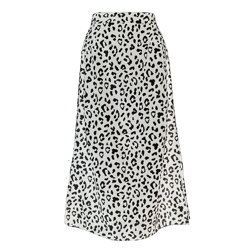 Leopard Print Chiffon Skirt - 349 BS0230-1 / S / United States Find Epic Store