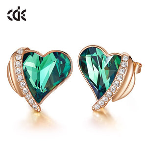 Red Heart Crystal Earrings Angel Wings - 200000171 Green Gold / United States Find Epic Store
