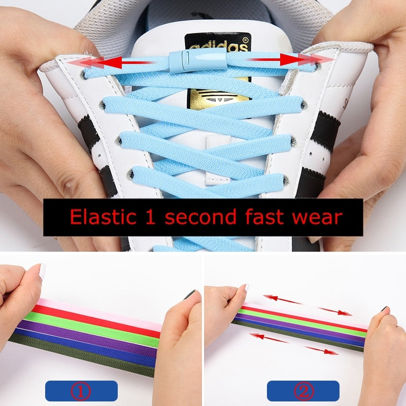 Highly Elastic Shoe Laces Flat Lock Color Shoe Accessories No Tie Shoelaces Magnetic Metal Suitable for All Shoes Lazy Shoelace - 3221015 Find Epic Store