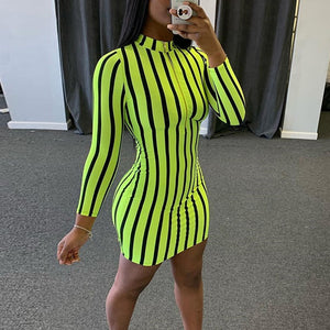 Women Long Sleeve Neon Color Fashion Dress - 200000347 Find Epic Store