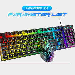 ZK40 1 Set T6 Keyboard and Mouse Rainbow Backlight USB Ergonomic Keyboard for PC Laptop Clavier Gamer Keyboard And Mouse Kit Pad - 70802 Find Epic Store