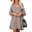 Knitted Button Long Sleeve O neck Solid Dress - Khaki / S / United States Find Epic Store