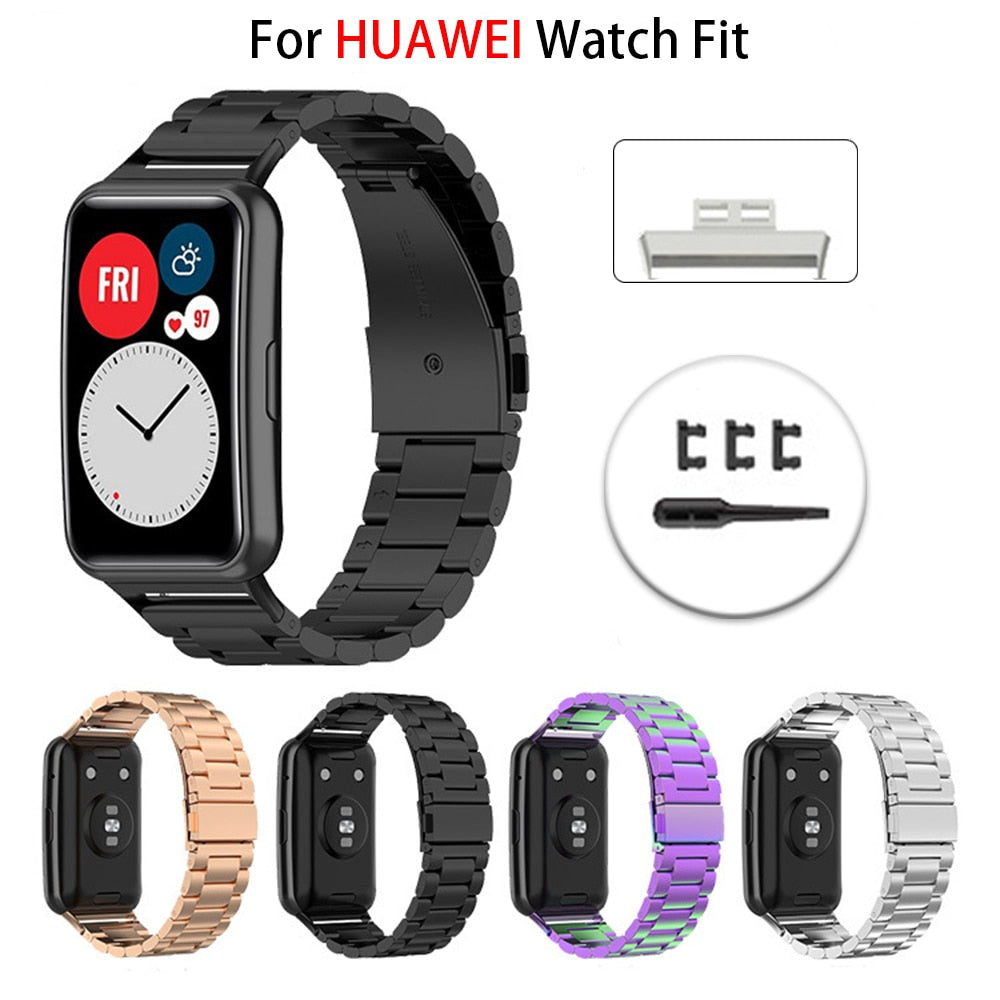 Metal Watch Band for Huawei Watch Fit Stainless Steel Strap Newest Bracelet for Huwei Fit Watch Strap Flexible Buckle with Tools - 200000127 Find Epic Store