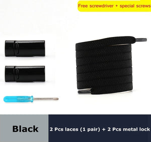 Highly Elastic Shoe Laces Flat Lock Color Shoe Accessories No Tie Shoelaces Magnetic Metal Suitable for All Shoes Lazy Shoelace - 3221015 Black / United States / 100cm Find Epic Store