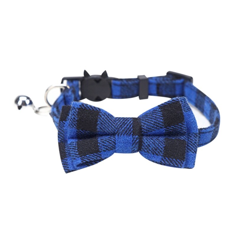 Plaid Grid Cat Collar With Bell Fashion Adjustable Pet Collar With Bow Tie Cat Head Supplies Cotton Striped Bowknot Necklace - 200003709 L / M / United States Find Epic Store