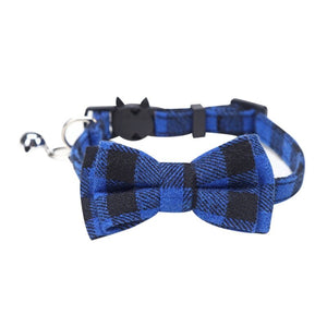 Plaid Grid Cat Collar With Bell Fashion Adjustable Pet Collar With Bow Tie Cat Head Supplies Cotton Striped Bowknot Necklace - 200003709 L / M / United States Find Epic Store