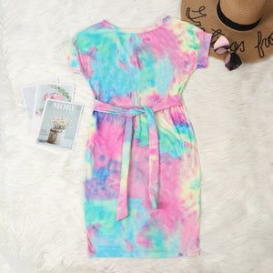 Casual O-Neck Tie-dye Print Short Sleeves Dress - 200000601 Find Epic Store