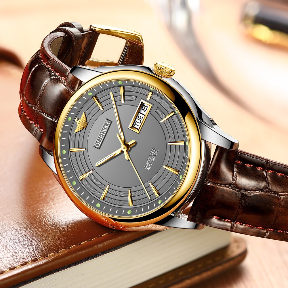 OUPINKE Men Automatic Watch with Genuine Leather Waterproof Movement - 200033142 Find Epic Store