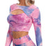 Print Women's Long Sleeve Yoga Top - 200000649 pink and blue top / S / United States Find Epic Store