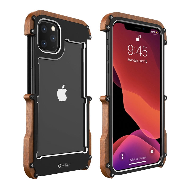Luxury Aluminum Screws Phone Case for iPhone 12 Pro Max Mini X XR XS 11 Pro Max Shockproof Wood Cover - 380230 Find Epic Store