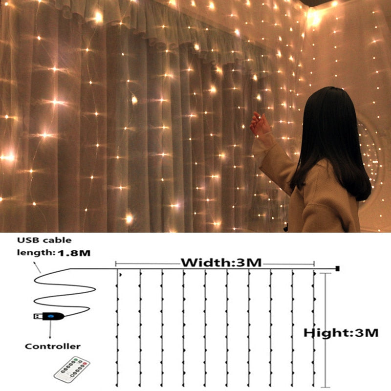 Christmas Decorations for Home 3m Curtain String Light Flash Fairy Garland Home Decor Navidad 2021 Xmas Decoration New Year 2022 - 0 Find Epic Store