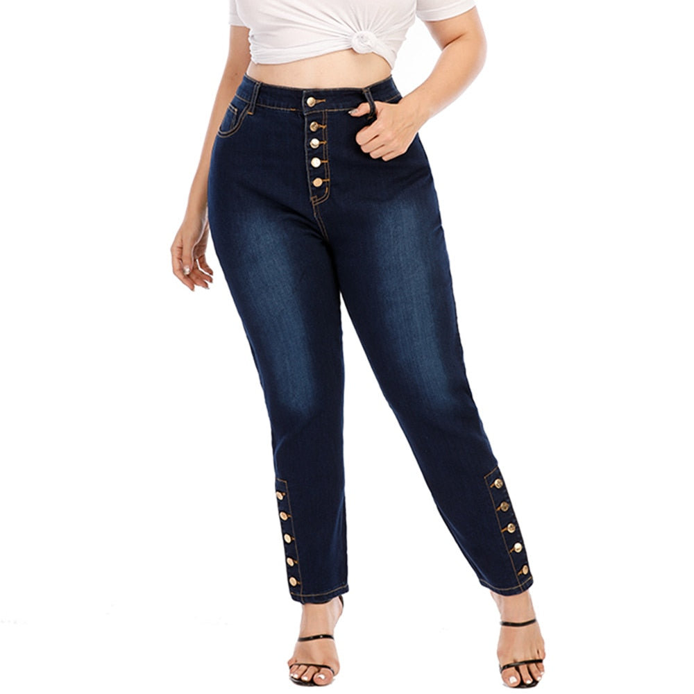 5XL Plus Size High Waist Pocket Button Jeans - 200000361 Find Epic Store