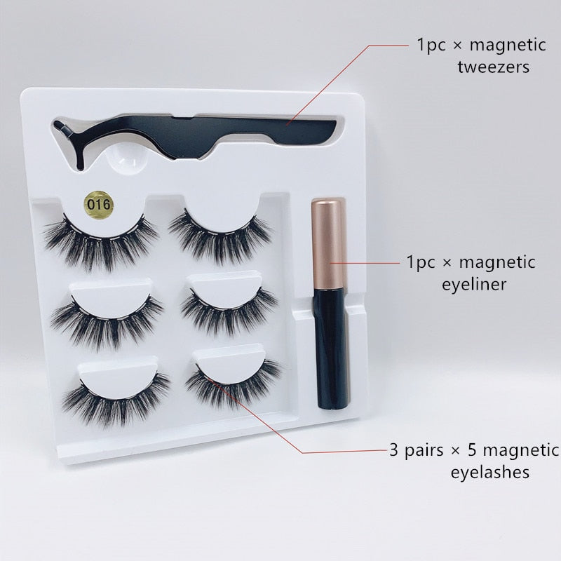 Magnetic eyelashes 3d mink lashes 3 pairs natural eyelashes Magnetic eyeliner set eyelash extension supplies eye makeup - 201222921 Find Epic Store