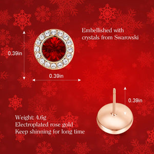 Fashionable Luxury Red Color Crystal Round Shape Stud Earrings - 200000171 Find Epic Store