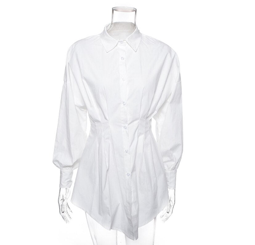 Elegant Long Sleeve Deep V Shirt Dress - 200000347 White / S / United States Find Epic Store