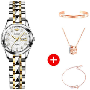 Fashion Steel Waterproof Wristwatch - 200363143 two tone white / United States Find Epic Store