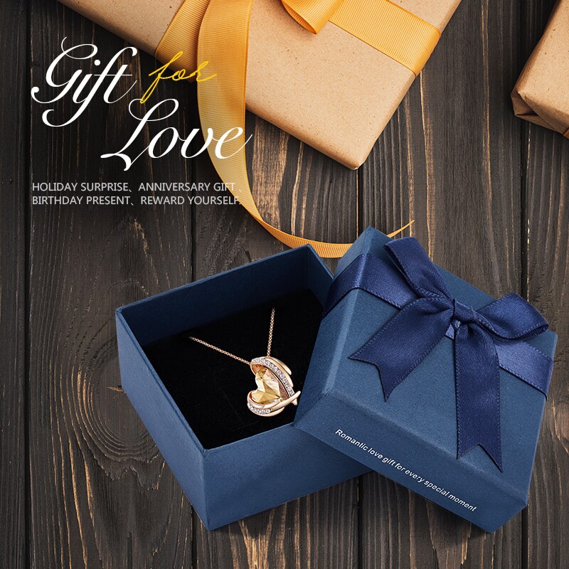 Charming Heart Pendant with Crystal Silver Color - 100007321 Caramel Gold in box / United States Find Epic Store