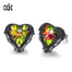 Angel Wings Heart Stud Earrings - 200000171 Olive Black / US Find Epic Store
