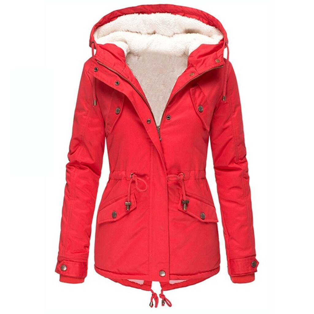 Plus Size Solid Color Thicken Down Jacket - 200000348 Red / S / United States Find Epic Store