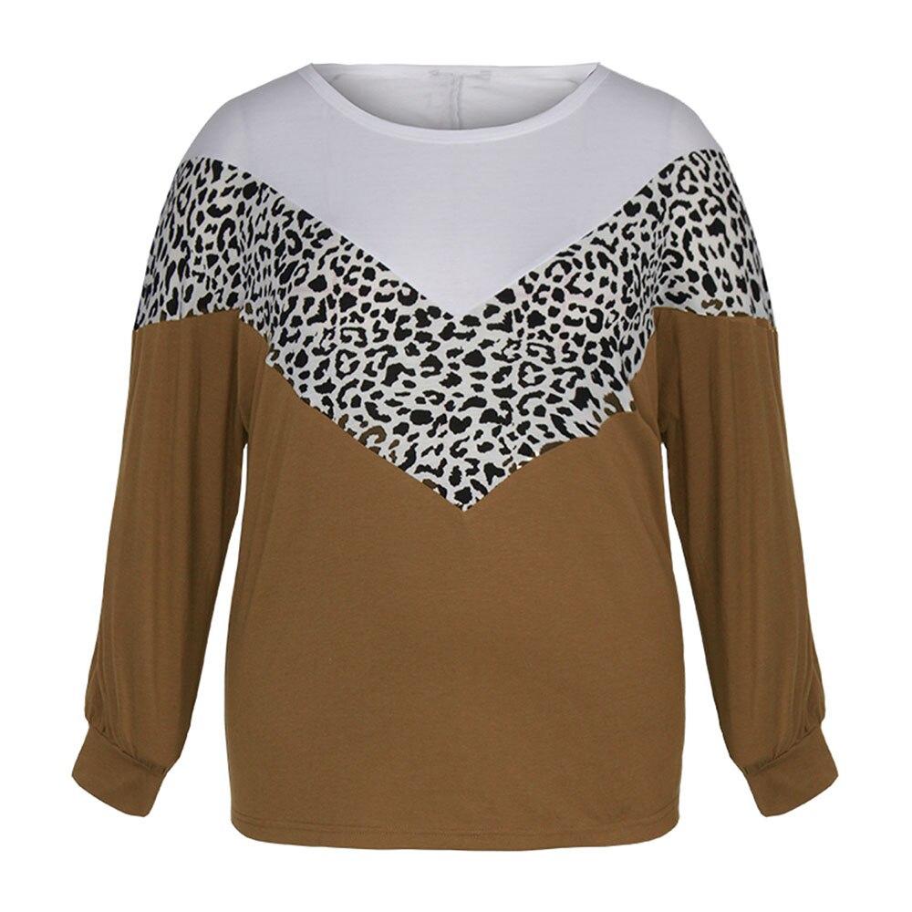 4XL Leopard Printed Plus Size Long Sleeve T-Shirt - 200000791 Brown / XL / United States Find Epic Store