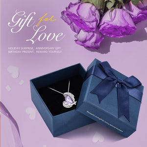 Women Gold Necklace Pendant Embellished with Crystals Pink Heart Necklace Angel Wing Jewelry Mom Gift - 100007321 Lavender in box / United States Find Epic Store