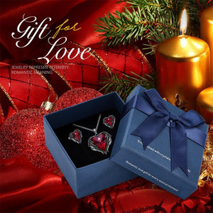 Fashion Jewelry Sets Silver Color Heart Pendant Necklace Earrings Set - 100007324 Red Black in box / United States / 40cm Find Epic Store