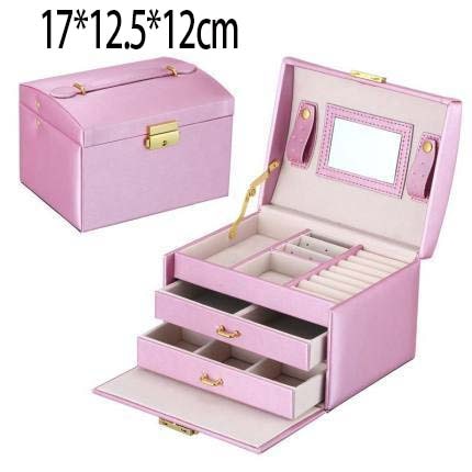 New 3-layers PU Jewelry Box Organizer Large Ring Necklace Display Makeup Holder Cases Leather Jewelry Case With Lock For Women - 200001479 United States / Purple-D Find Epic Store