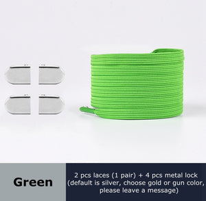 Metal lock Shoe Lace Elastic Flat Multi color options Easy to remove No tie shoelace Child adult Universal Lazy Shoelaces - 3221015 Green / United States / 100cm Find Epic Store