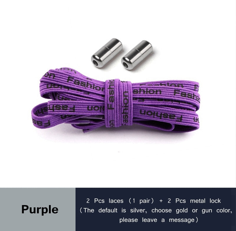 24 Colors Elastic Shoelaces Capsule Metal Suitable for All Universal Lazy Lace Man and Woman Shoes Sneakers No Tie Shoelace - 3221015 Purple / United States / 100cm Find Epic Store
