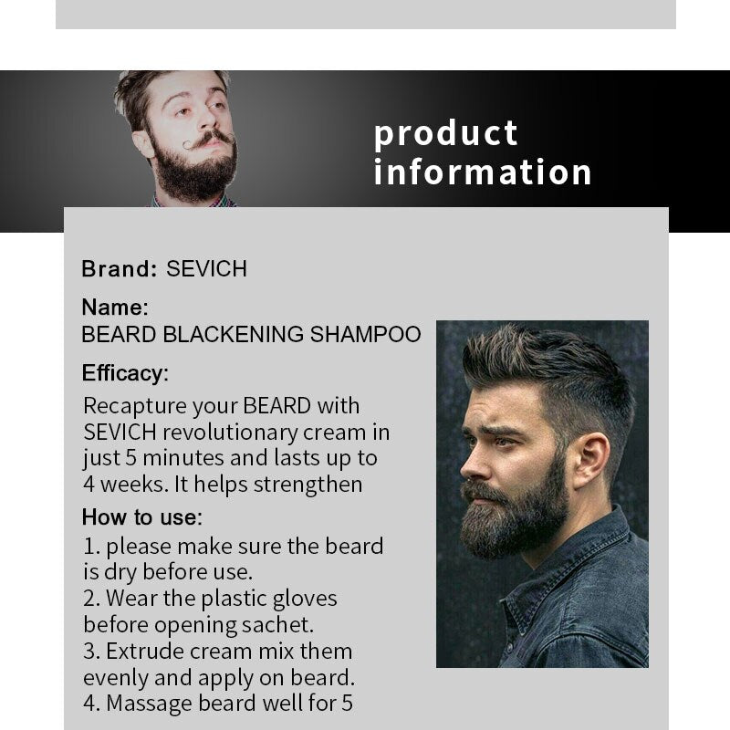 Sevich 15ml Beard Blackening Shampoo Only 5mins Fast Dye Beard Into Black Long Lasting 4 Weeks Coloring Nourishing Beard Product - 200001173 Find Epic Store