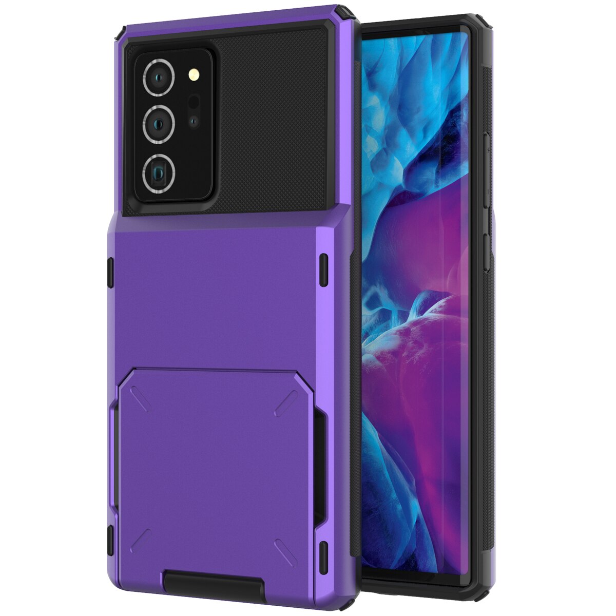 Armor Slide Wallet Cards Holder Phone Case For Samsung Galaxy A750/A8/A9/Note 8/Note 9/Note 20/Note 20 Ultra/S20/S20FE/S20 Ultra/S20 Plus Shockproof - 380230 for Galaxy A 750 / Purple / China Find Epic Store