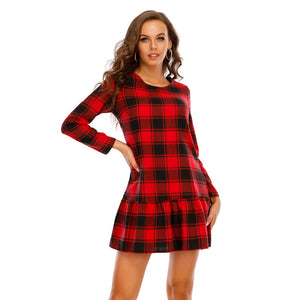 Red Plaid Long Sleeve Dress - 200000347 Black / S / United States Find Epic Store