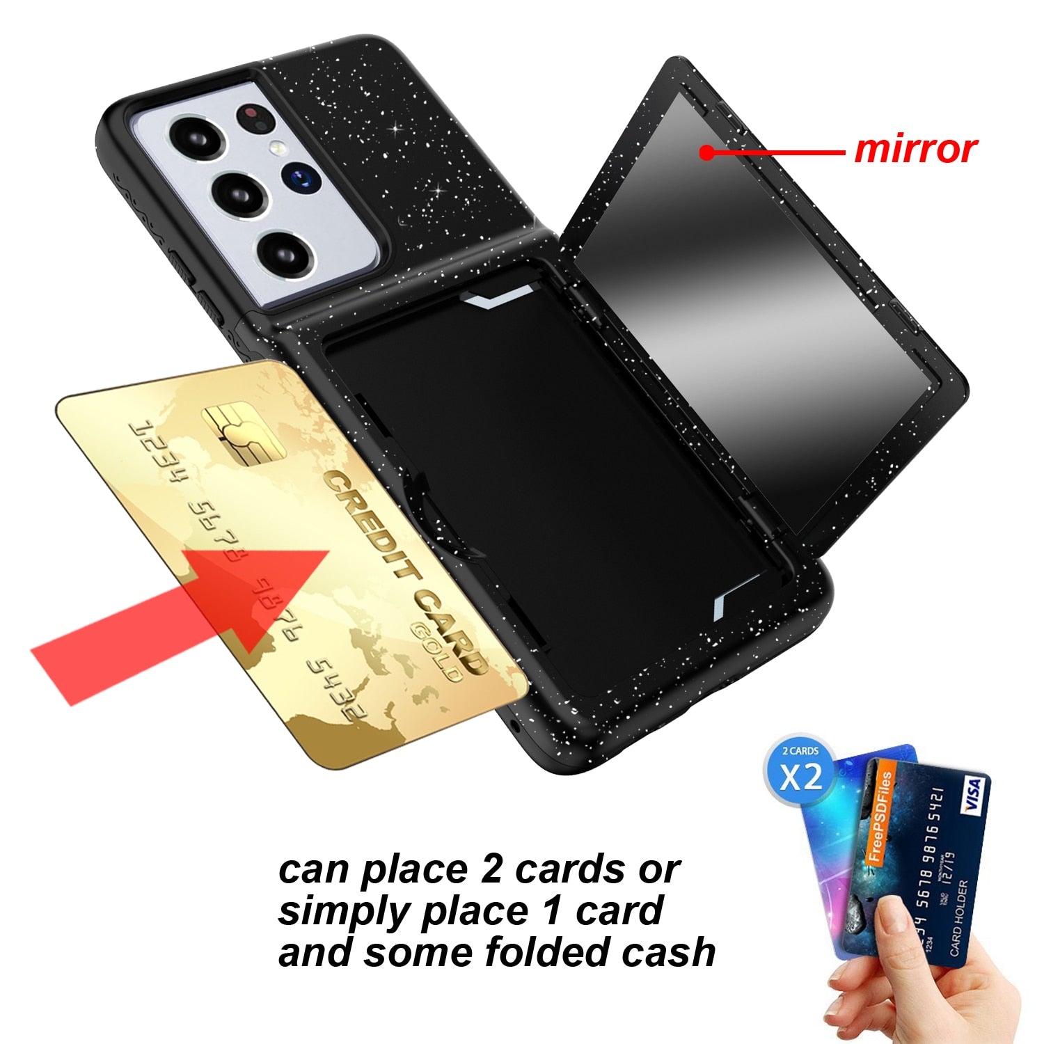 Armor Slide Card Case For Samsung Galaxy S21 Ultra Plus Card Slot Wallet Make Up Mirror Back Cover Flip For Samsung S21 Ultra - 380230 Find Epic Store