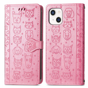 For iPhone 13 Mini, iPhone 13 Max(2021) Wallet Case , Cat Dog PU Leather Folio Flip Cover Credit Card Holder Protective Book Case - 380230 for iPhone 13 / Pink / United States Find Epic Store