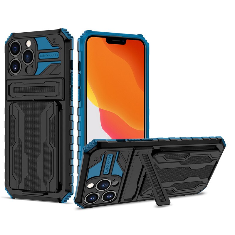 Armor Protect Case for iPhone 13 11 12 Pro Max Mini XS Max XR 7 8 Plus Military Grade Bumpers Slot Card Kickstand Cover - 380230 for iPhone 7 8 Plus / Blue Find Epic Store