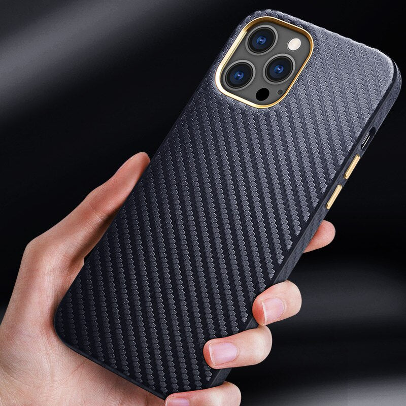 Leather Carbon Fiber Pattern Minimalist Phone Case for iPhone 12 Pro Max Mini 11 Pro XS Max XR SE 7 8Plus Luxury Slim Soft Cover - 380230 Find Epic Store