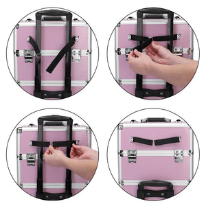 3 In 1 Pink Metal Aluminum Cosmetic Makeup Case - 380420 Find Epic Store