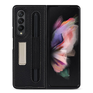Genuine Leather for Galaxy Z Fold 3 5G W22 Case With S Pen Protective Cover For Samsung Galaxy Z Fold3 Case with Phone holder - 0 for Galaxy Z Fold 3 / black / China Find Epic Store