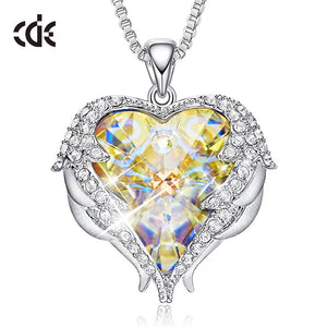 Fashion Angel Wings Heart Shape Pendant Necklace with Purple Crystal for Women Fashion Jewelry Valentine's Day Gifts - 200000162 AB Color / United States / 40cm Find Epic Store