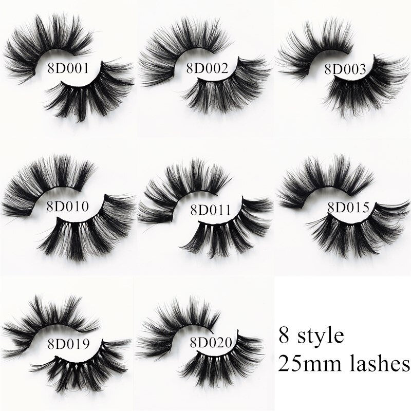 8 pairs of 25mm eyelashes cruelty-free artificial 3D mink eyelashes, soft and natural false eyelashes wholesale manufacturer - 200001197 Find Epic Store