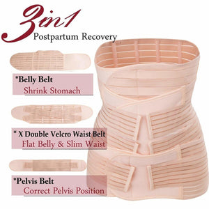 3 in 1 Postpartum Belly Recovery Belt Support Belly Belt Wrap Waist Pelvis Body Shaper Postnatal Shapewear Elastic Strip Shaper - 31205 Find Epic Store