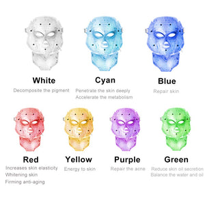 7 Colors Light LED Facial Mask With Neck Skin Rejuvenation Face Care Treatment Beauty Anti Acne Therapy Whitening Skin Machine - 200190144 Find Epic Store